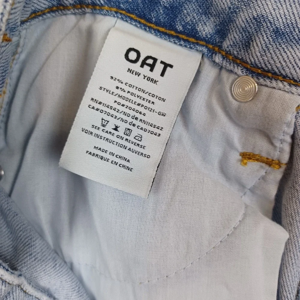 OAT New York  Jeans Womens 4/27 Cloud Luxe Denim High Rise Wide Leg Light Wash